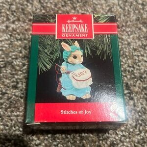 1999 vintage hallmark keepsake ornament “stitches of joy”